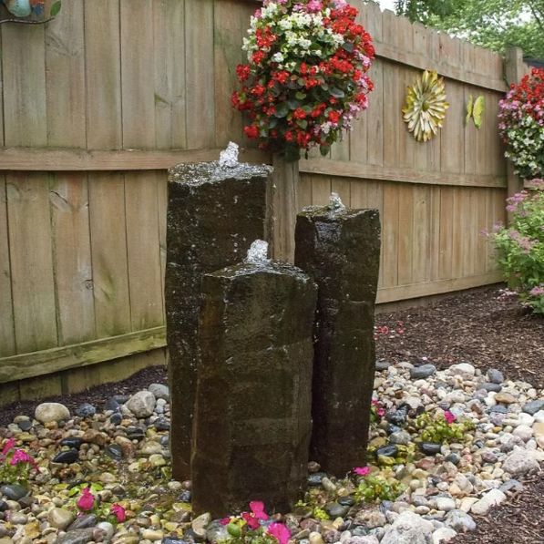 Natural Stone Mongolian Basalt Column, Set of 3