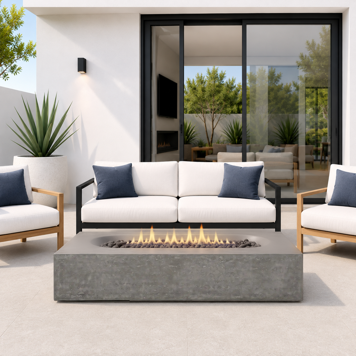 Alchemy Concrete Fire Table - Rectangle 60" x 30" x 11.5"