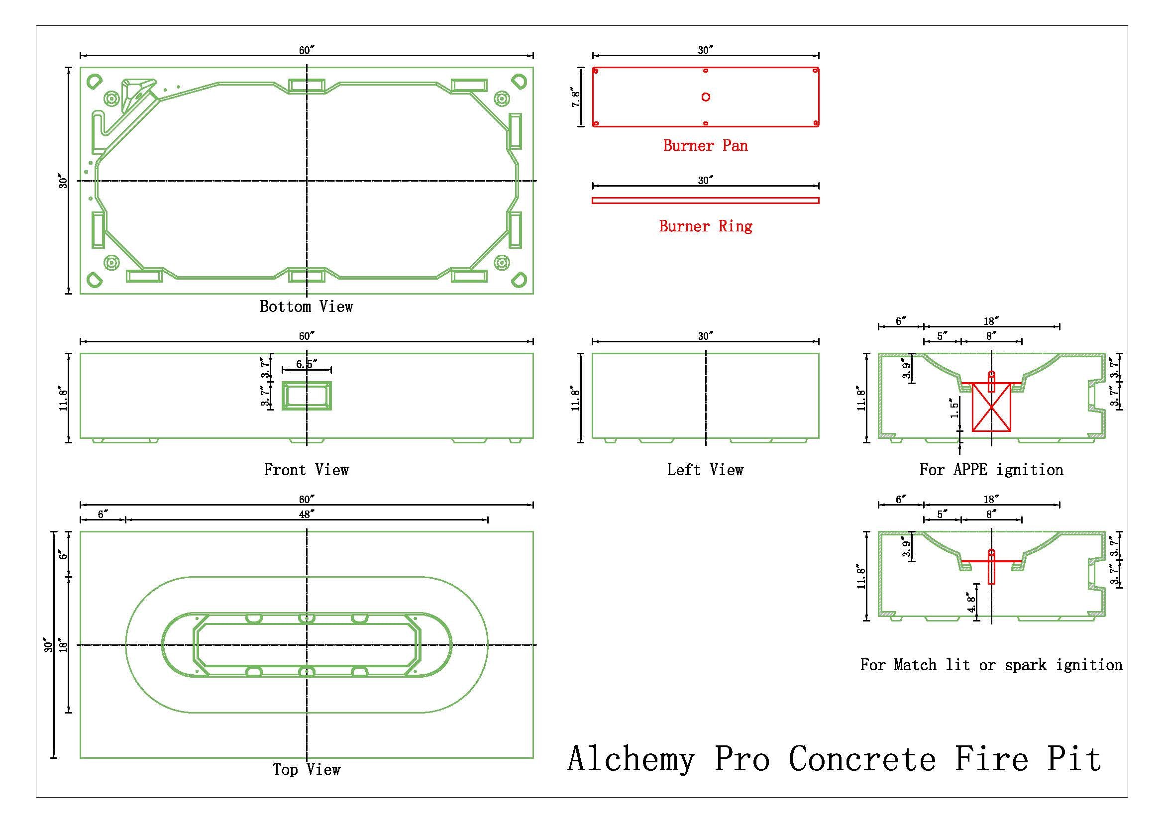 Alchemy Pro Concrete Fire Pit - 60" x 30"