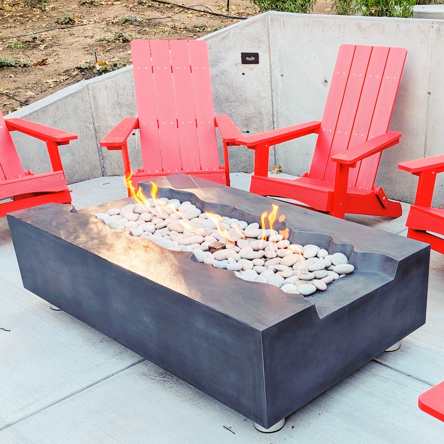Arroyo Rectangle Concrete Fire Pit Table - 60" x 34"