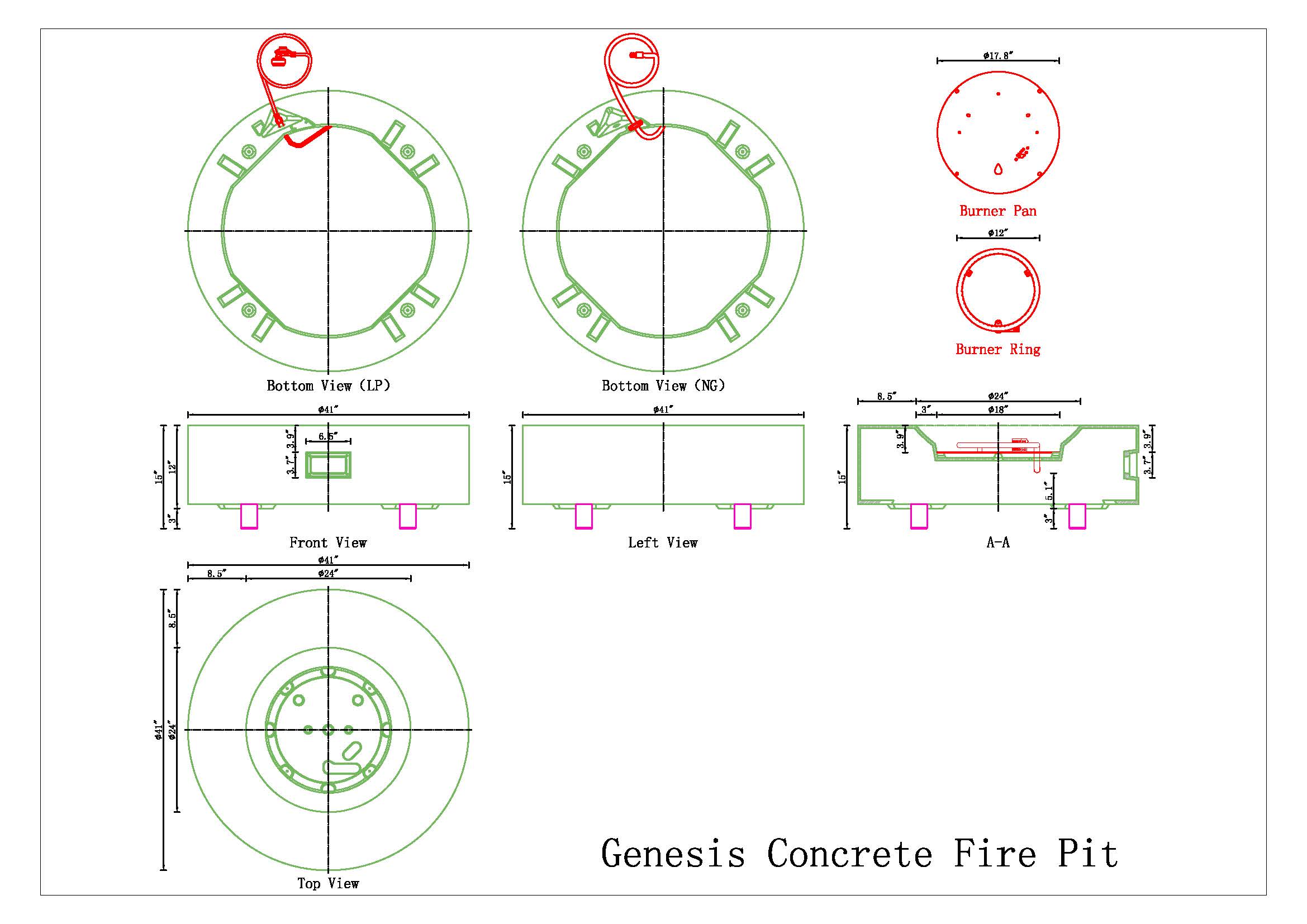 Genesis Concrete Fire Table - Round 41"
