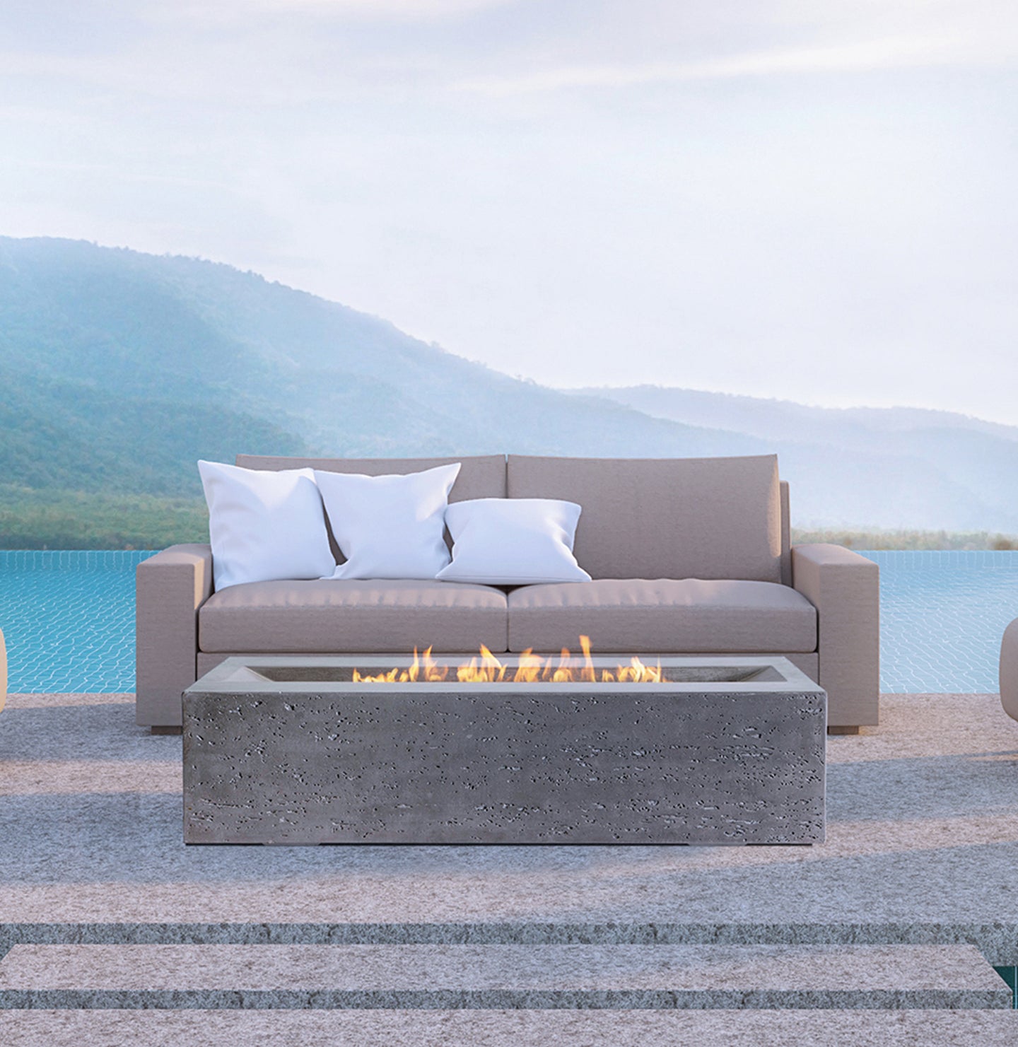 Millenia Pro Rectangle Concrete Fire Pit Table - 48" x 30"