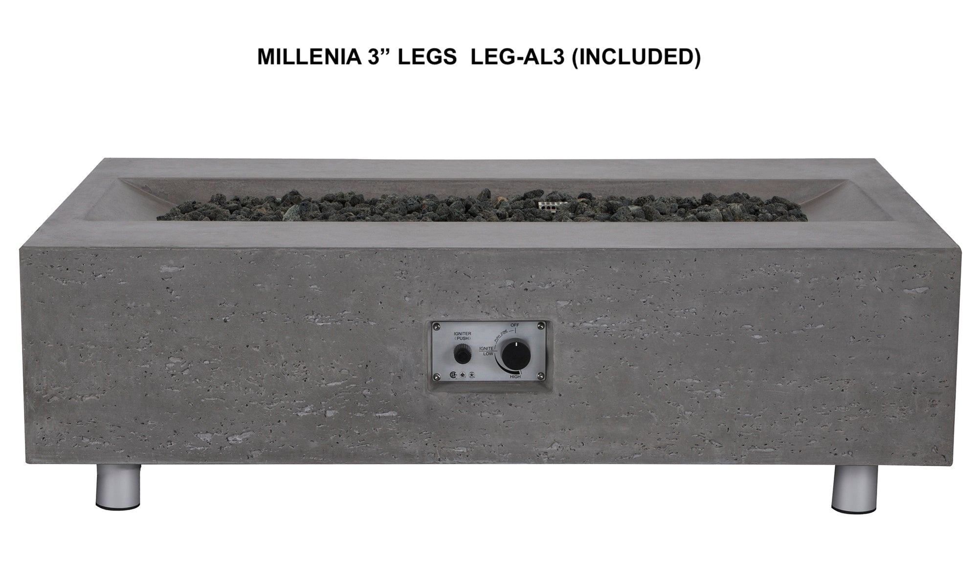 Millenia Concrete Fire Table - Rectangle 48" x 30"