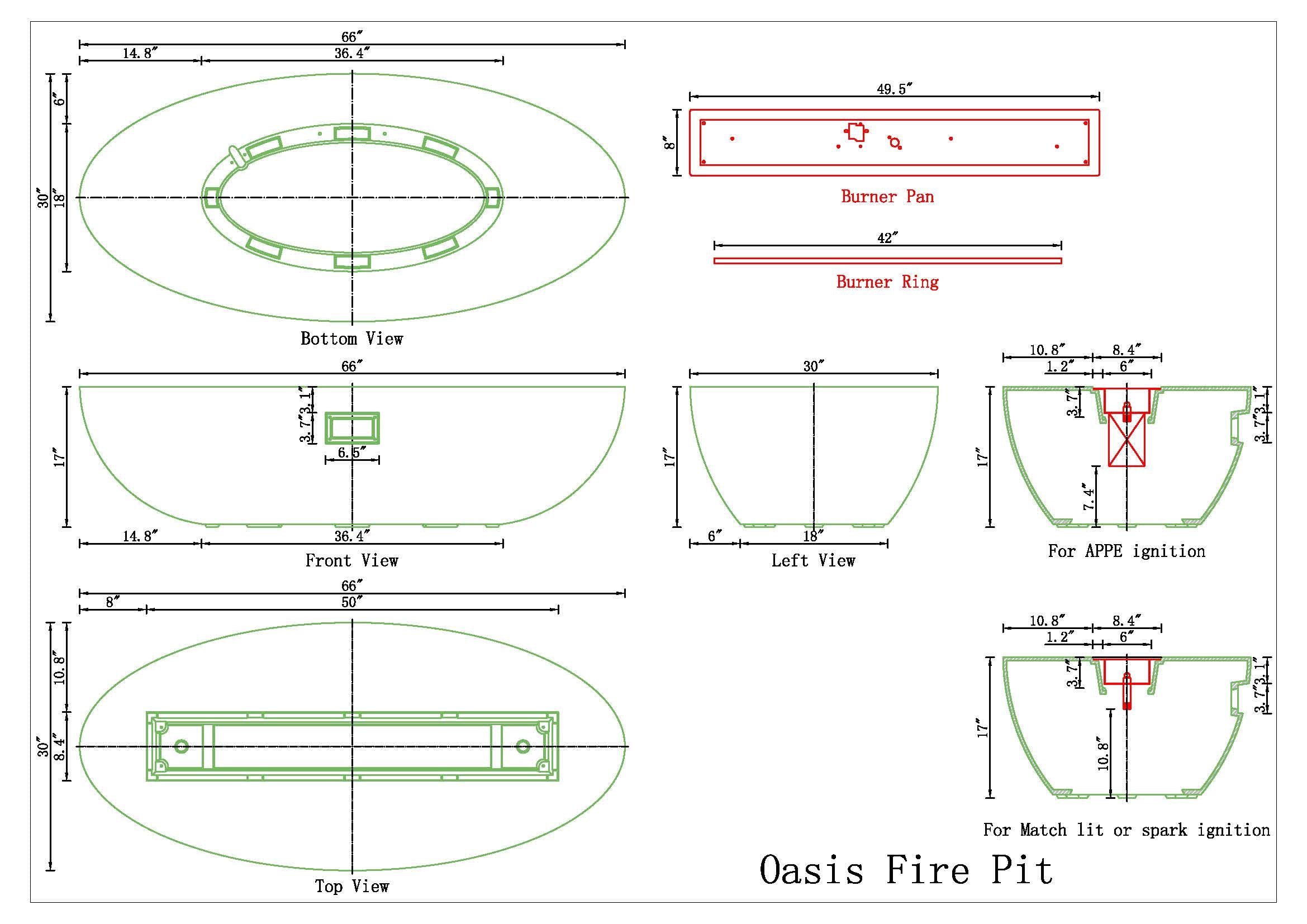 Oasis Concrete Fire Pit Bowl - 66" x 33"