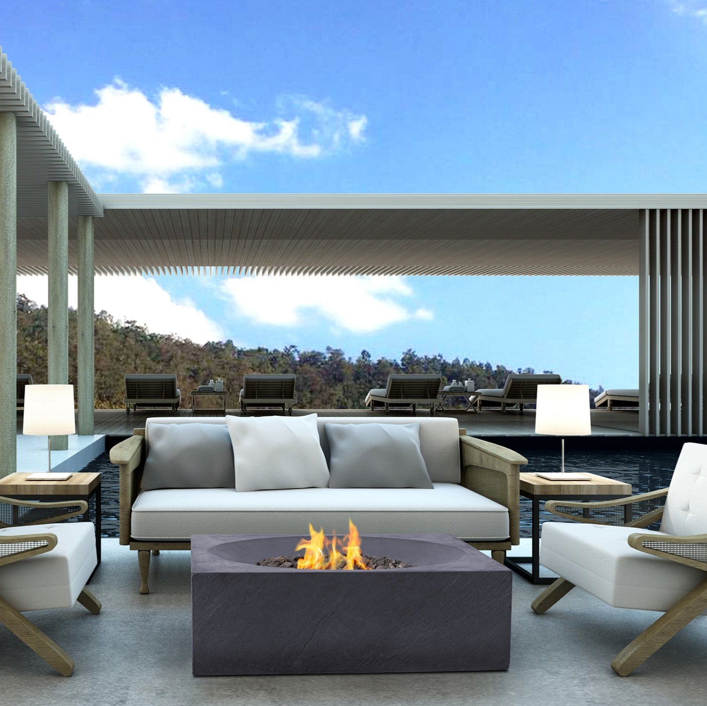 Paloma Concrete Fire Table - Square 36" x 36"