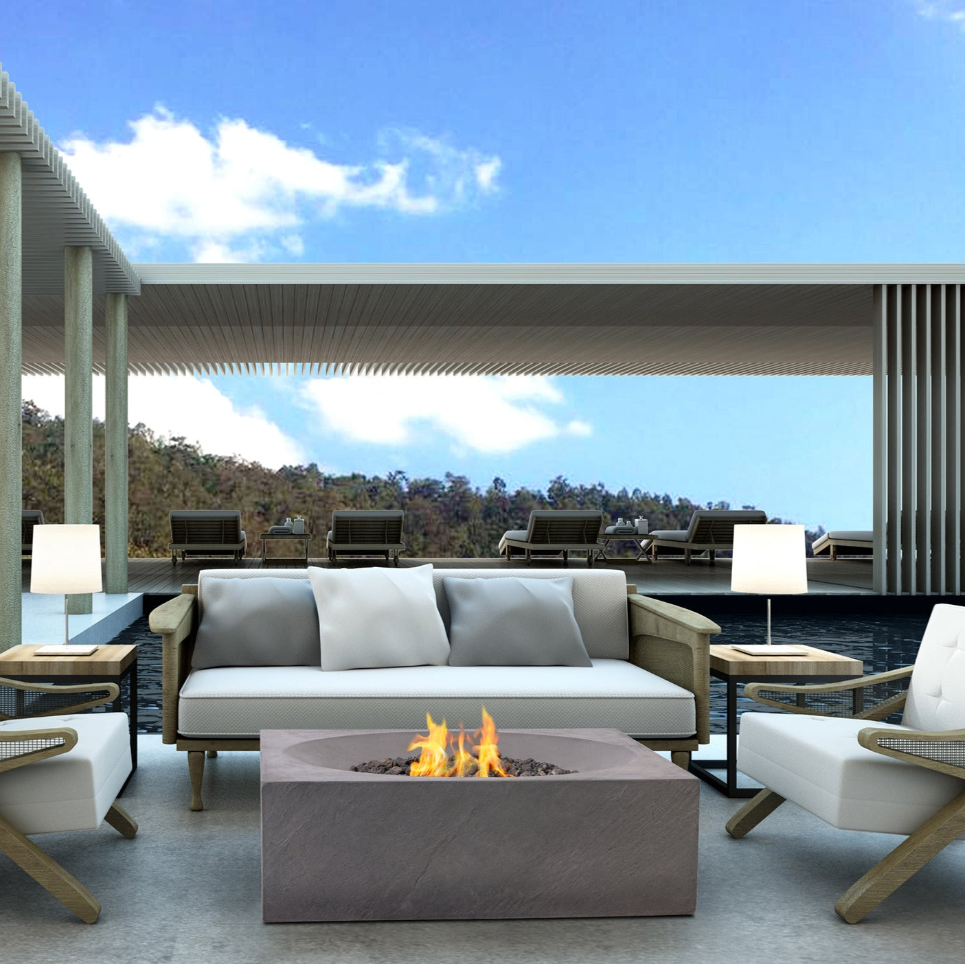 Paloma Concrete Fire Table - Square 36" x 36"