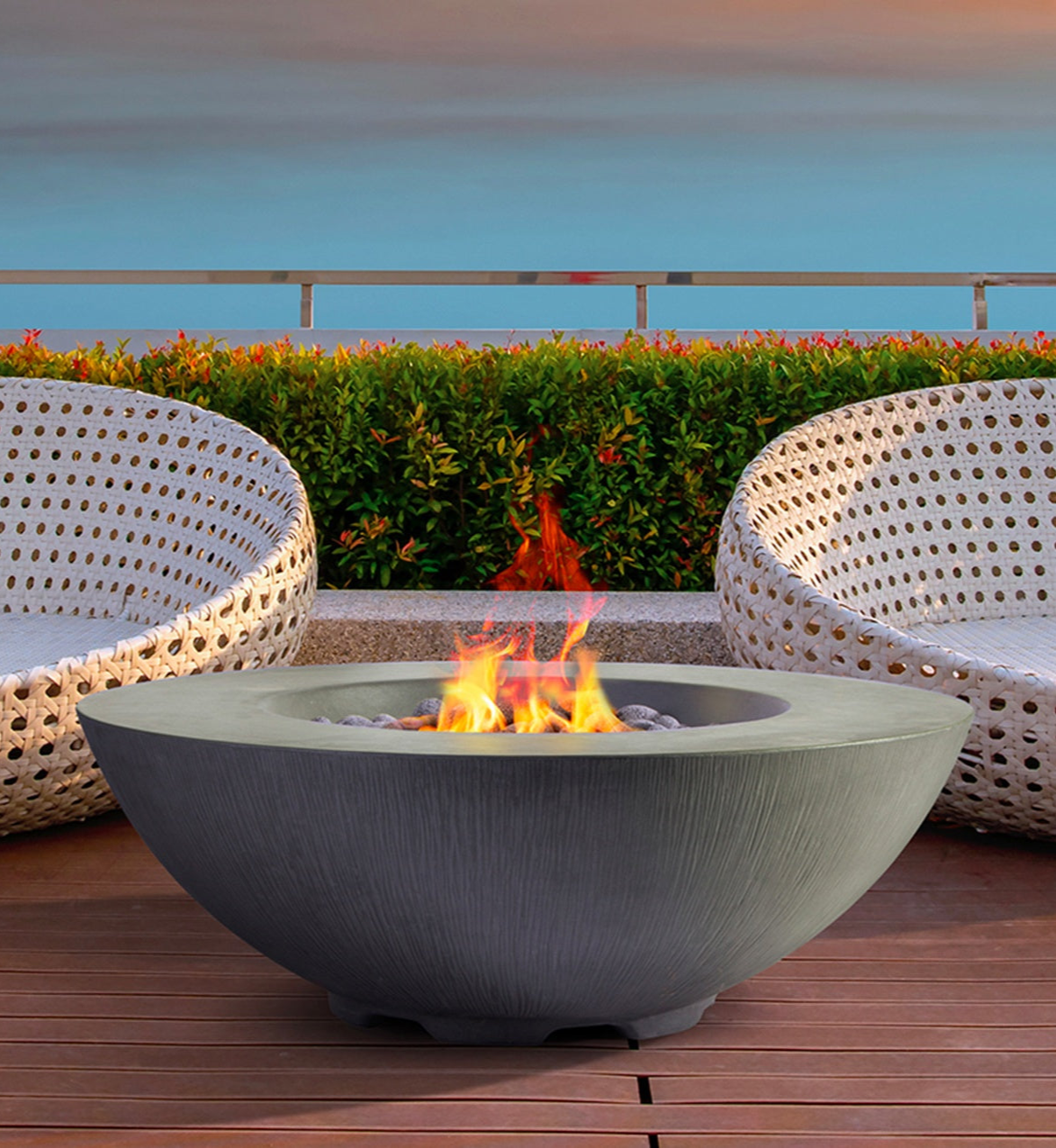 Bowl-shaped concrete fire pit