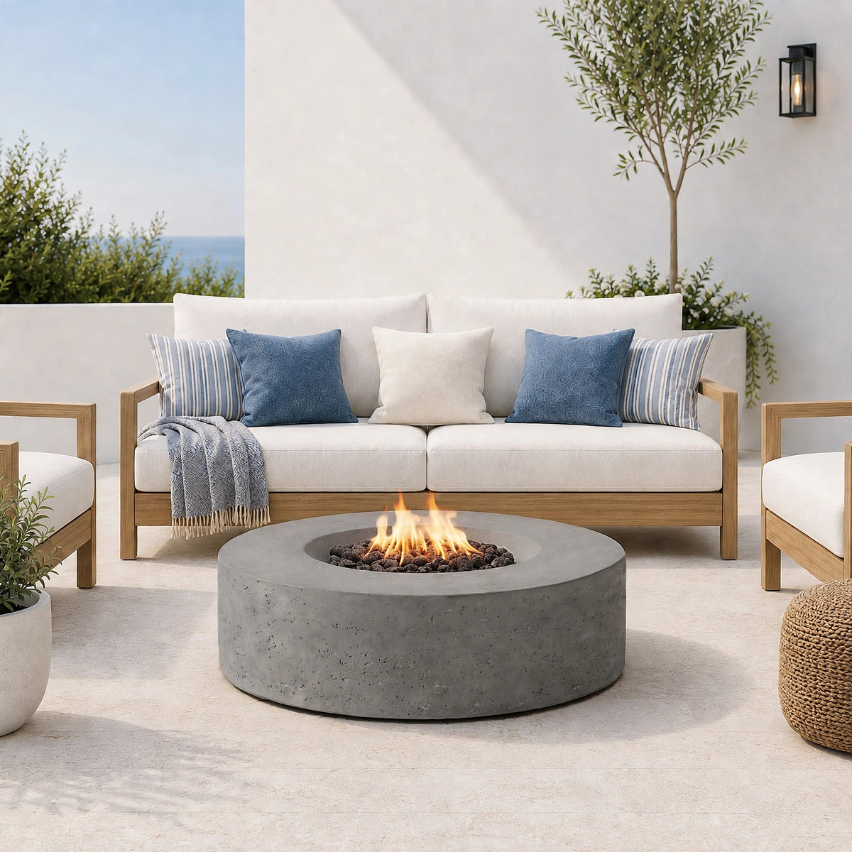 Genesis Pro Concrete Fire Pit Table - 41" Diameter - Slate Gray