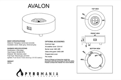 Avalon Concrete Fire Table - 42" Round