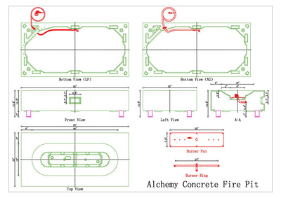 Alchemy Concrete Fire Table - Rectangle 60" x 30"