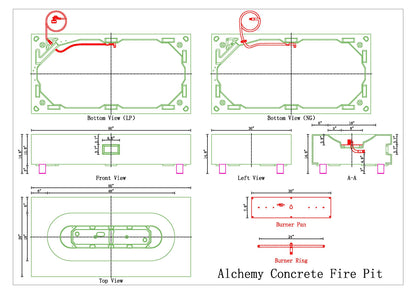 Alchemy Concrete Fire Table - Rectangle 60" x 30"