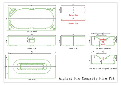 Alchemy Pro Concrete Fire Pit - 60" x 30"