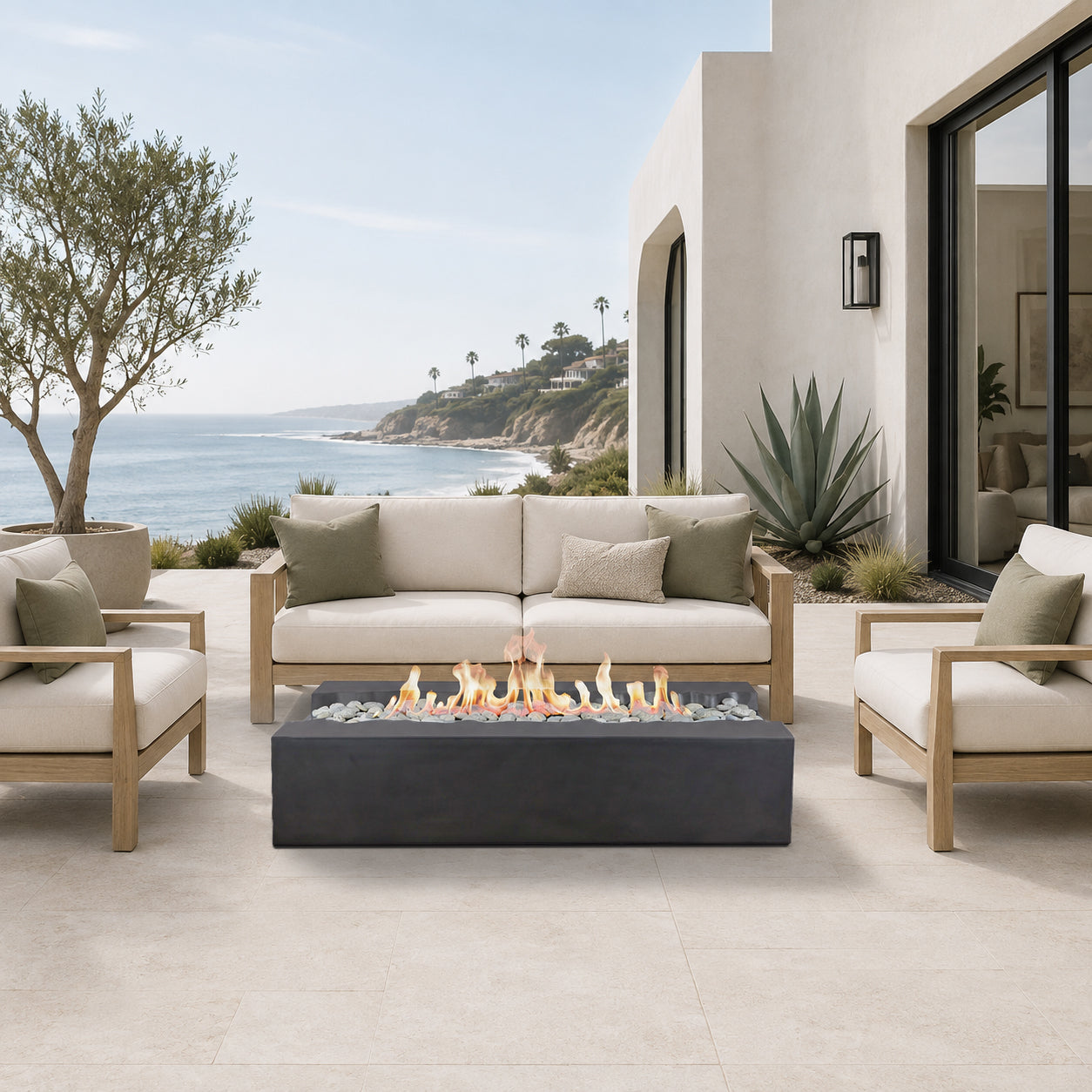Arroyo Rectangle Concrete Fire Pit Table - 60" x 34"