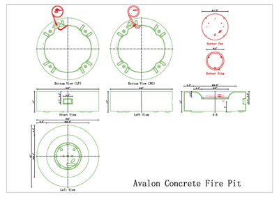 Avalon Concrete Fire Table - 42" Round