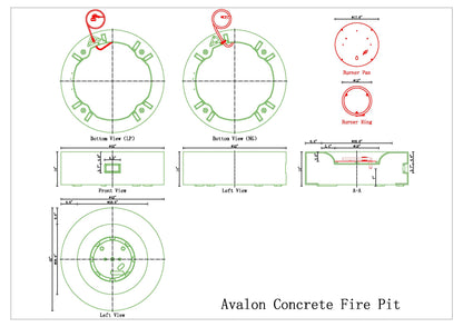 Avalon Concrete Fire Table - 42" Round