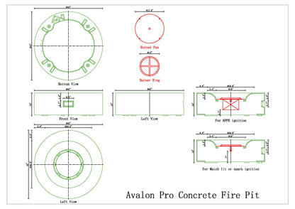 Avalon Pro Concrete Fire Pit Table - 42" Diameter