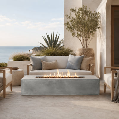 Brut 72 Rectangle Concrete Fire Pit Table - 72" x 30"