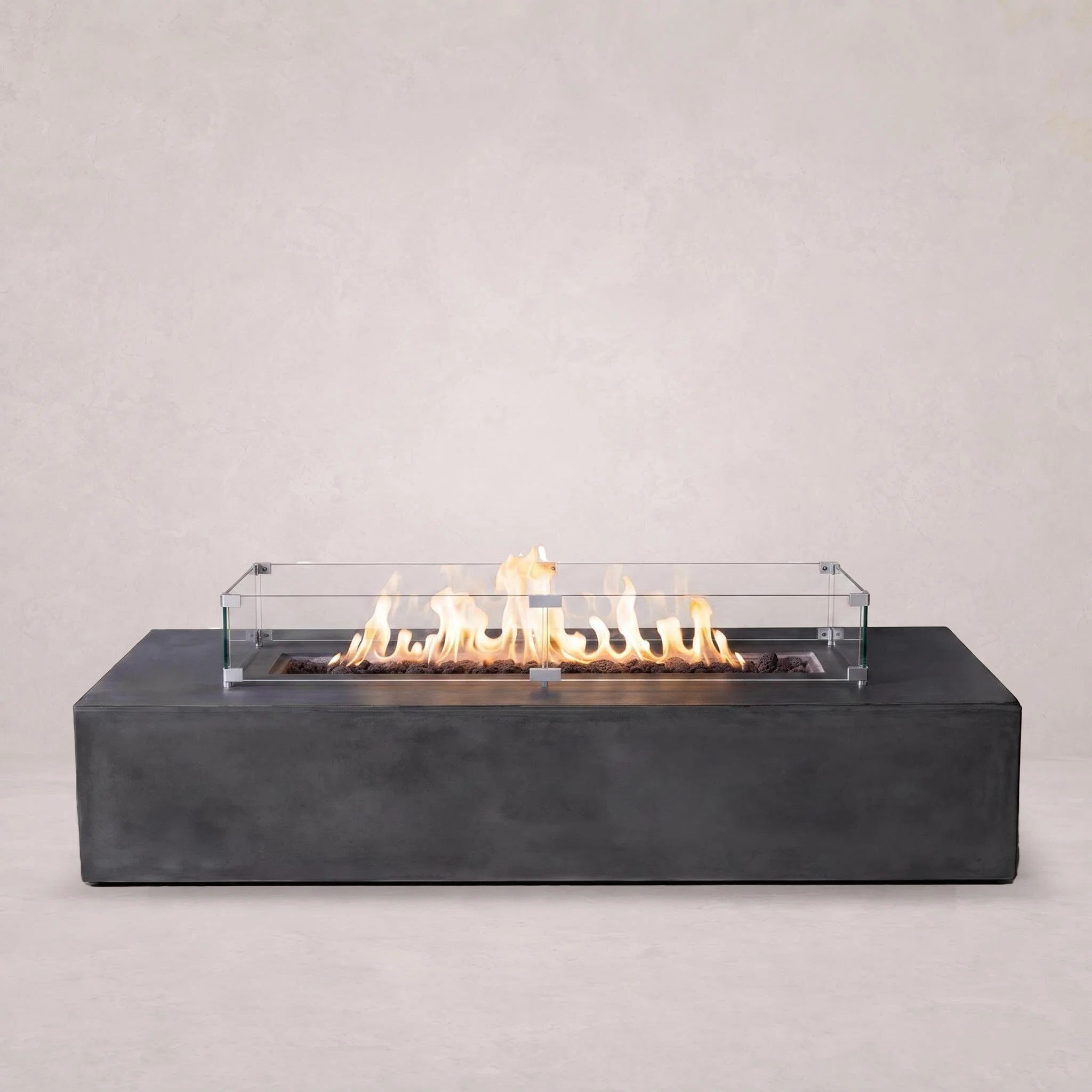 Brut 72 Rectangle Concrete Fire Pit Table - 72" x 30"