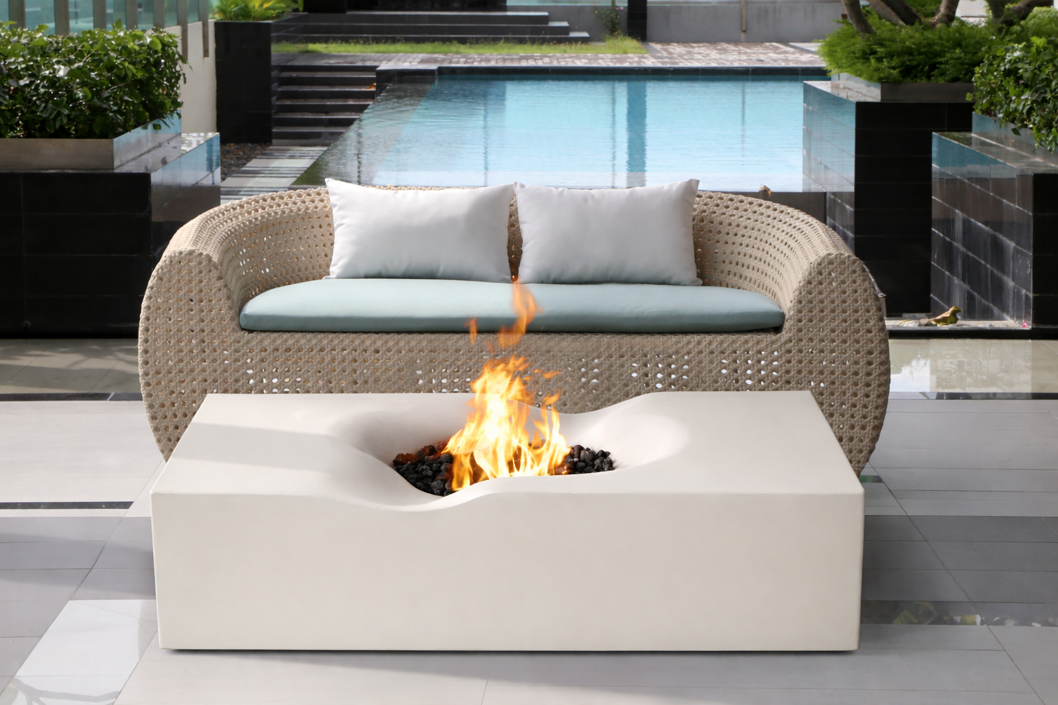 Venice Pro Rectangle Concrete Fire Pit Table - 60" x 34"