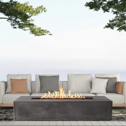 Brut 72 Rectangle Concrete Fire Pit Table - 72" x 30"