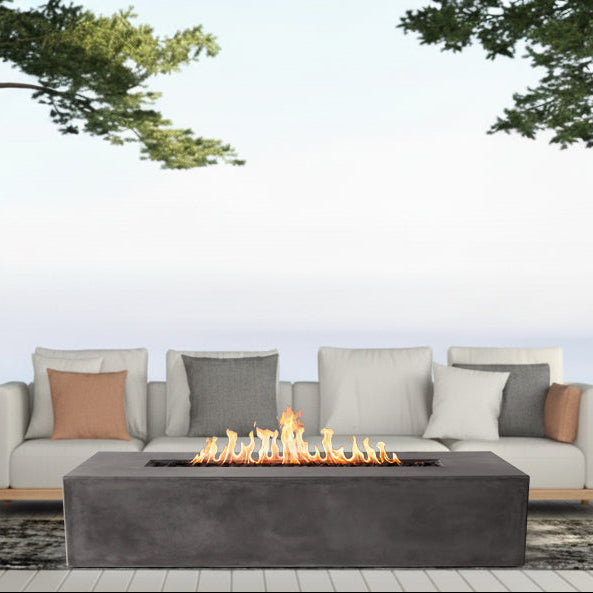 Brut 72 Rectangle Concrete Fire Pit Table - 72" x 30"