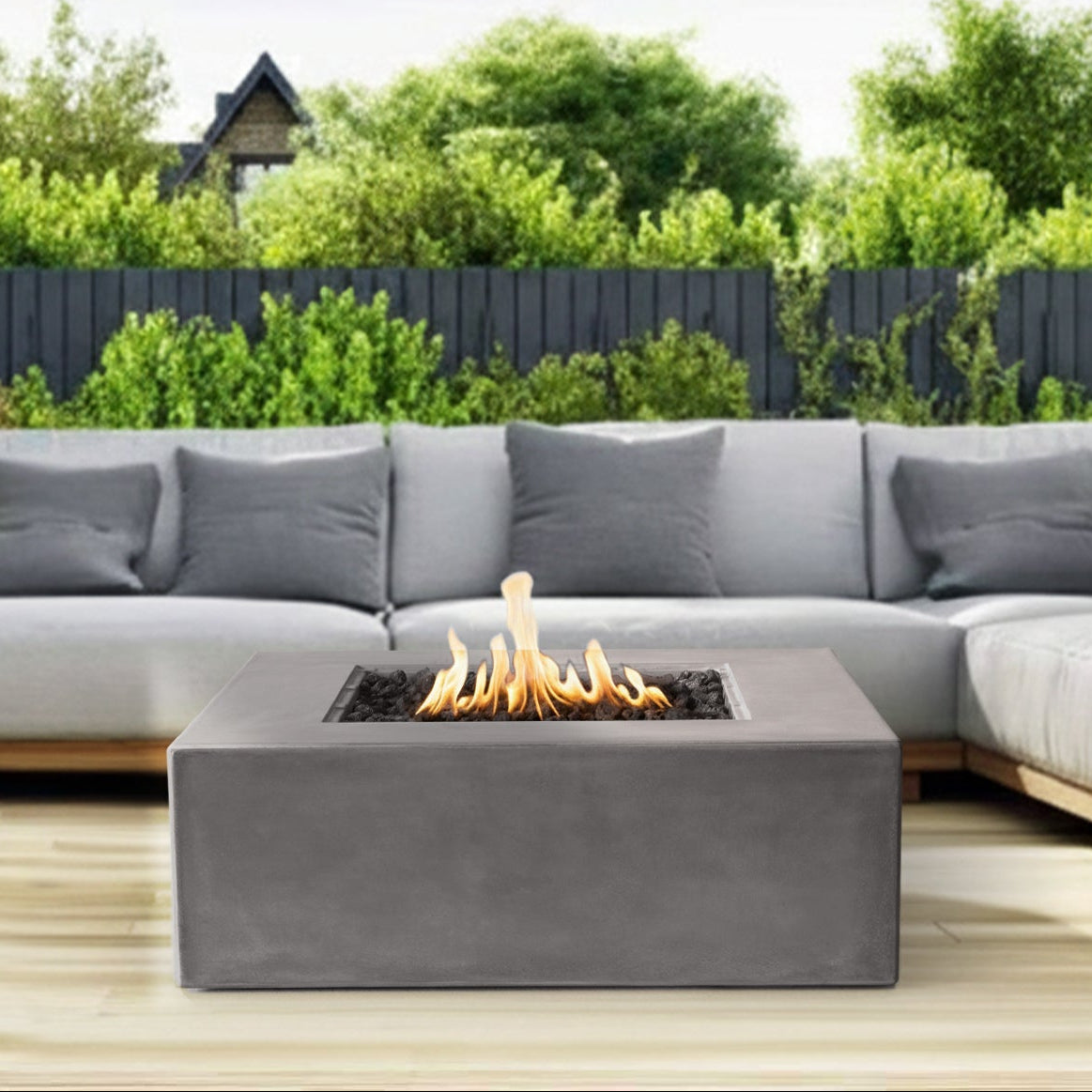 Otto Square Concrete Fire Pit Table - 42" x 42" x 15"