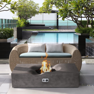Venice Rectangle Concrete Fire Pit Table - 60" x 34"