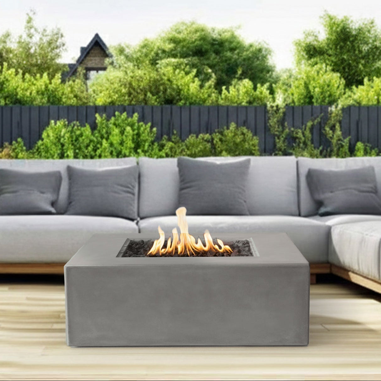 Otto Square Concrete Fire Pit Table - 42" x 42" x 15"