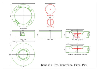 Genesis Pro Concrete Fire Pit Table - 41" Diameter