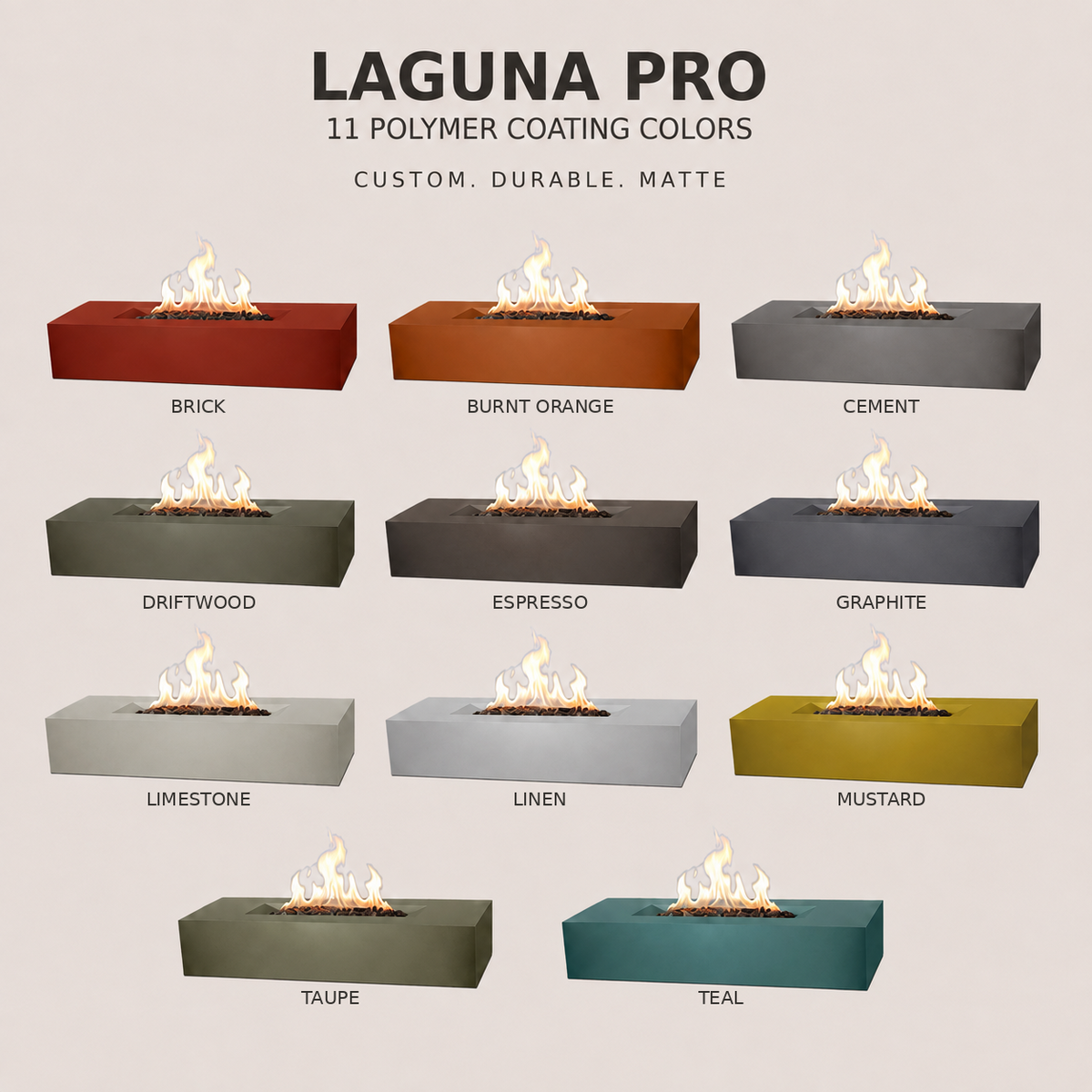 Laguna Pro Rectangle Concrete Fire Pit Table - 72" x 30"