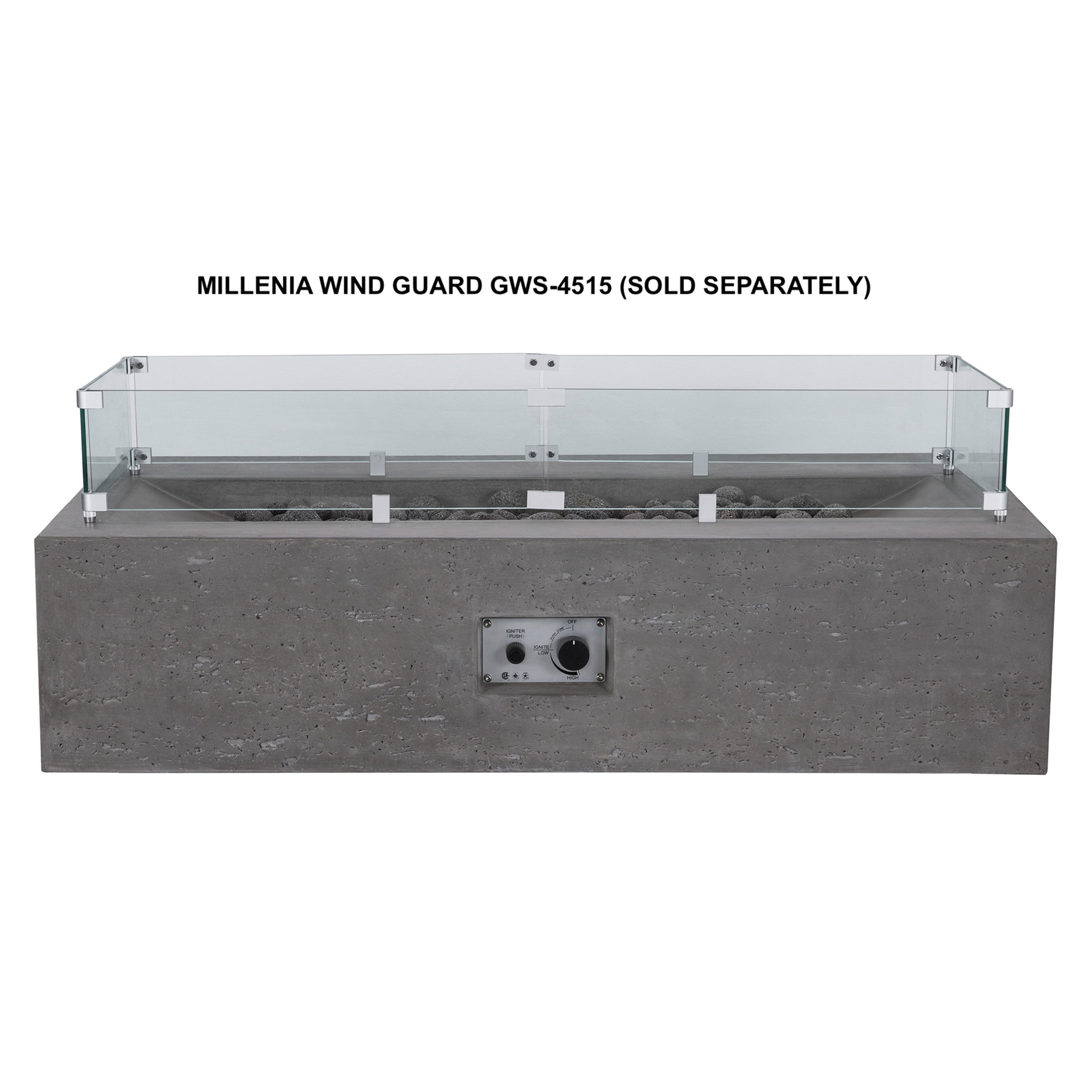 Millenia Concrete Fire Table - Rectangle 48" x 30"