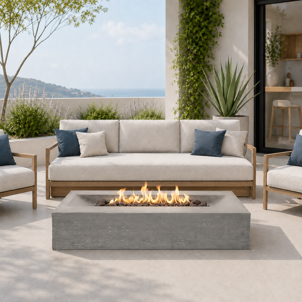 Millenia Concrete Fire Table - Rectangle 48" x 30"