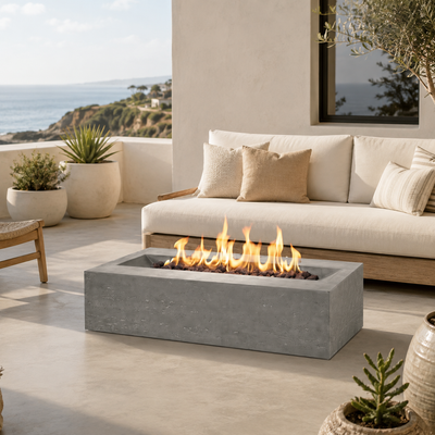Millenia Pro Rectangle Concrete Fire Pit Table - 48" x 30"