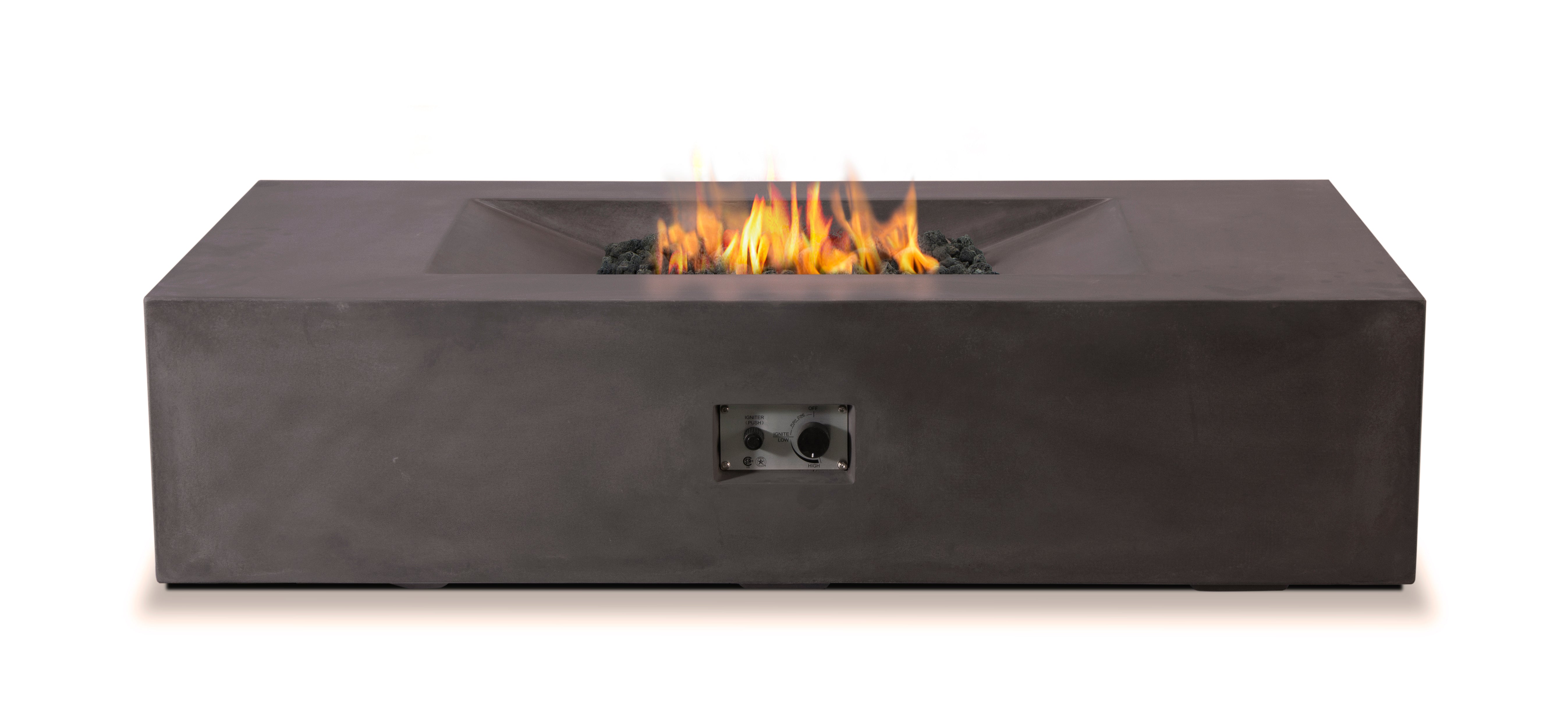 MODerne Concrete Fire Table - Rectangle 58" x 32" x 14" - Natural Gas Version