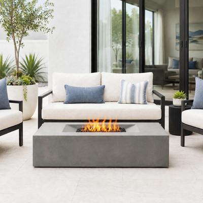 MODerne Concrete Fire Table - Rectangle 58" x 32" x 14" - Natural Gas Version