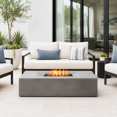 MODerne Concrete Fire Table - Rectangle 58" x 32" x 14" - Natural Gas Version
