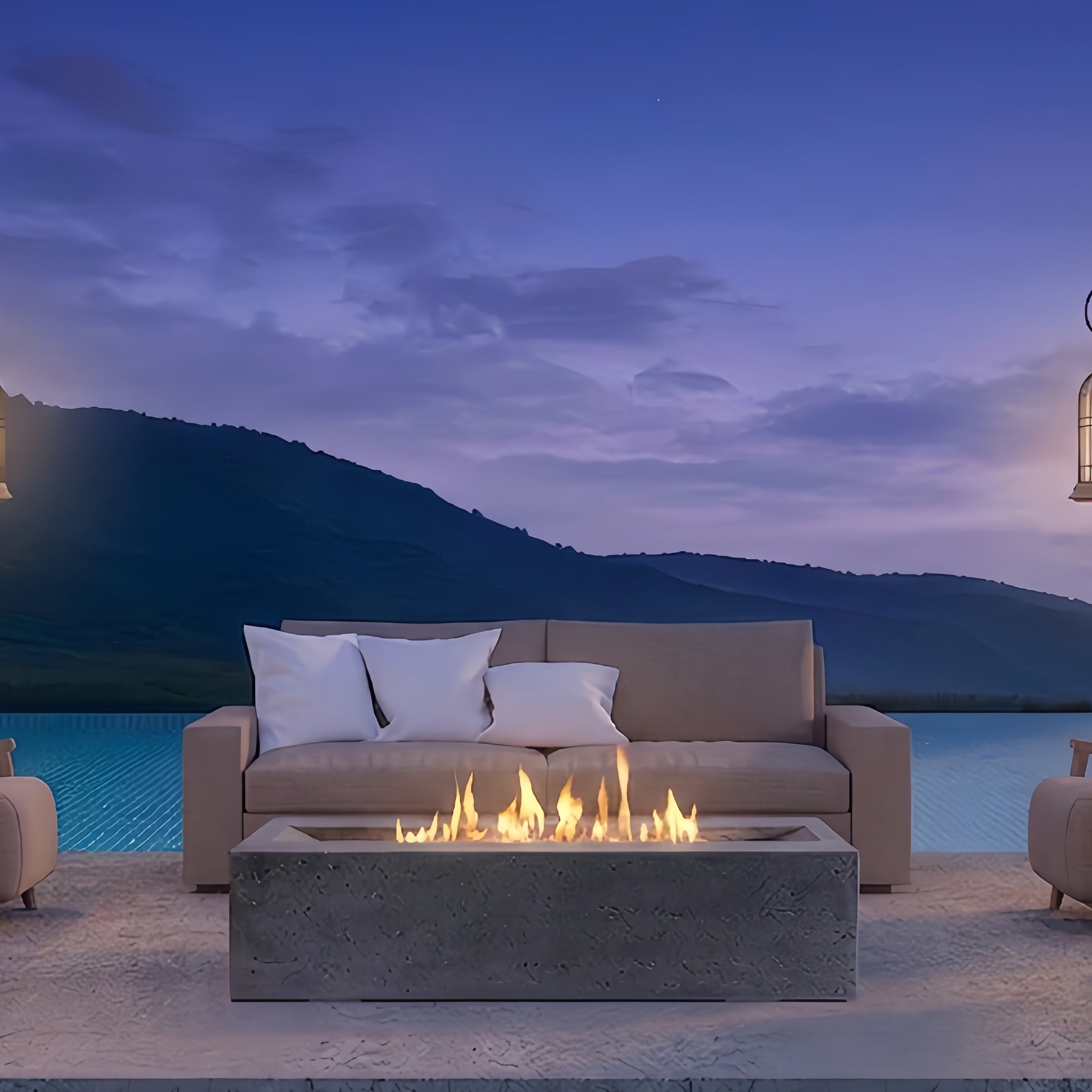 Millenia Pro Rectangle Concrete Fire Pit Table - 48" x 30"