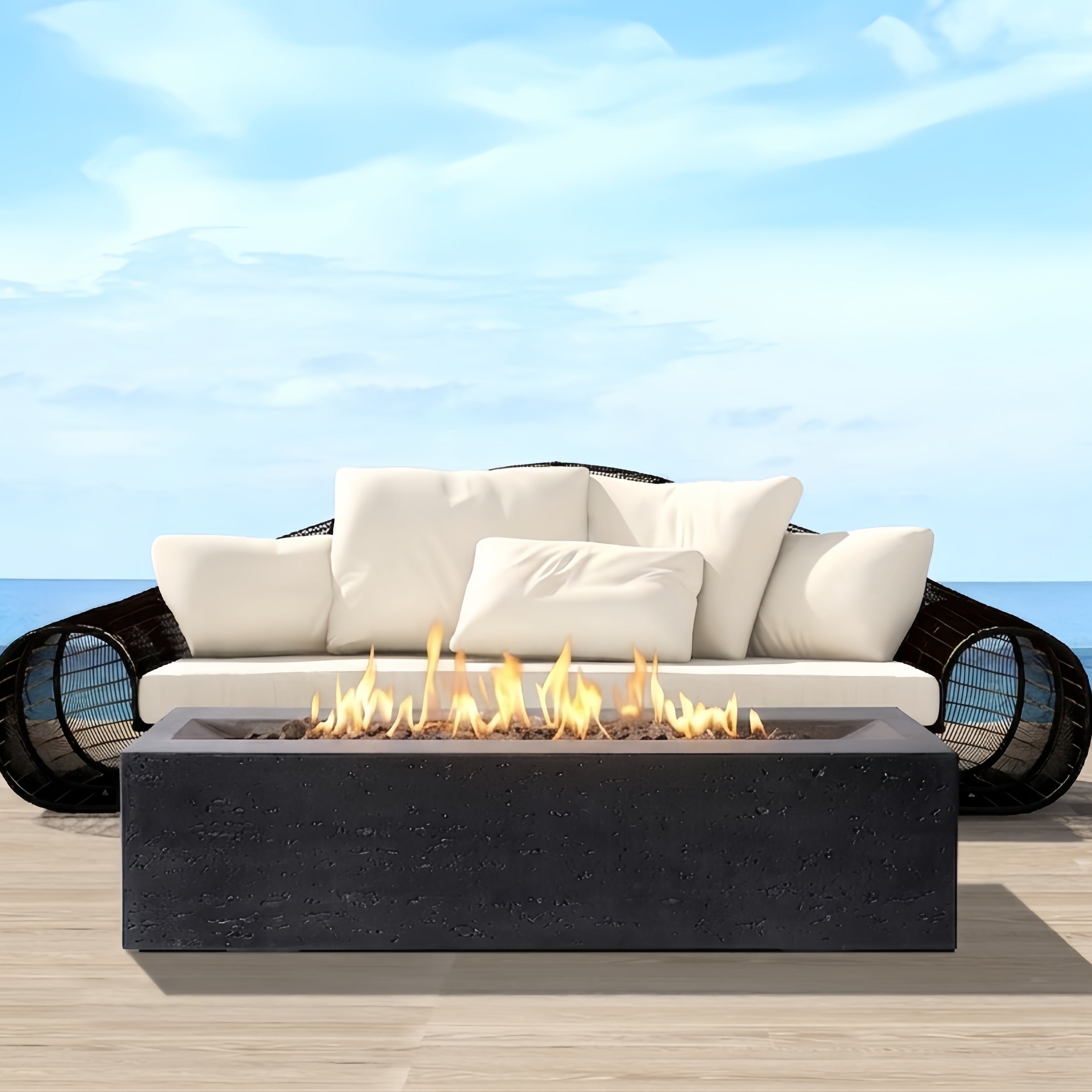 Millenia Pro Rectangle Concrete Fire Pit Table - 48" x 30"