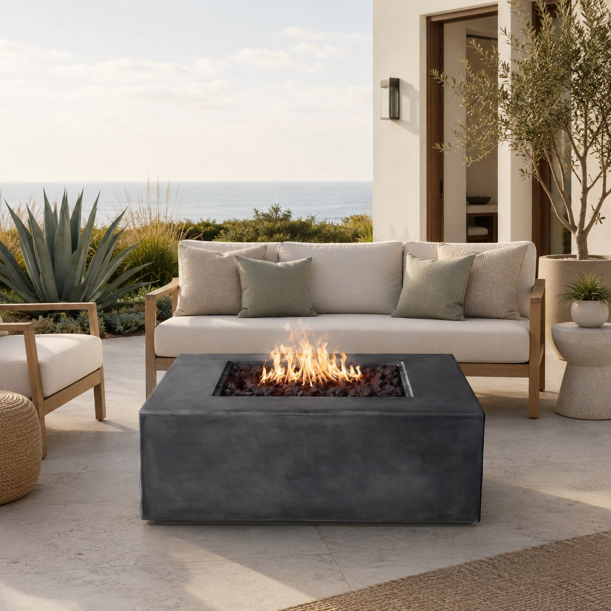 Otto Square Concrete Fire Pit Table - 42" x 42" x 15"