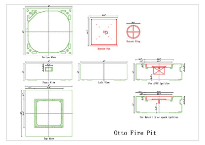 Otto Square Concrete Fire Pit Table - 42" x 42" x 15"