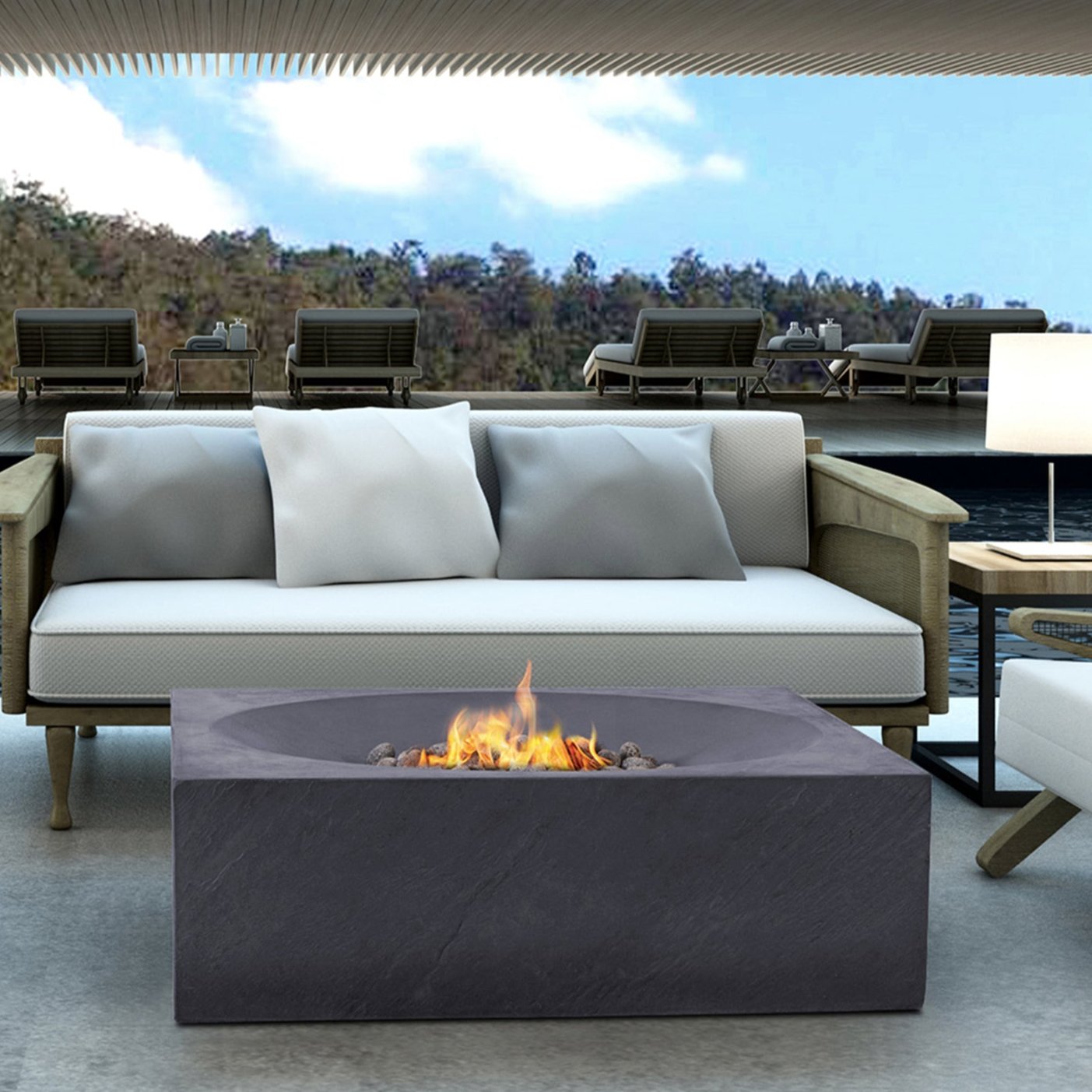 Paloma Concrete Fire Table - Square 36" x 36"