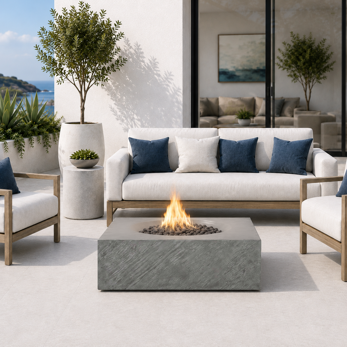 Paloma Concrete Fire Table - Square 36" x 36"