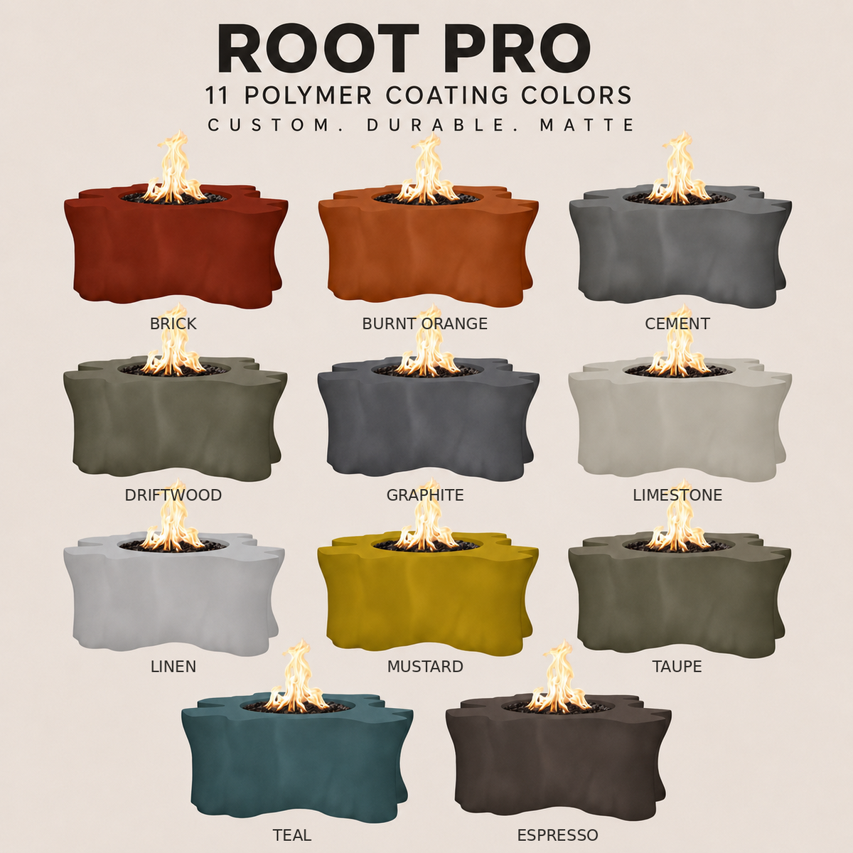 Root Pro Concrete Fire Pit Table - 46" x 42" x 17"