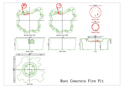 Root Concrete Fire Pit Table - 46" X 42"
