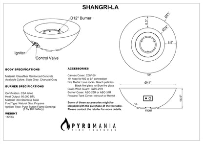 Shangri-La Concrete Fire Bowl - 41"