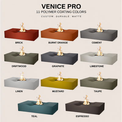 Venice Pro Rectangle Concrete Fire Pit Table - 60" x 34"