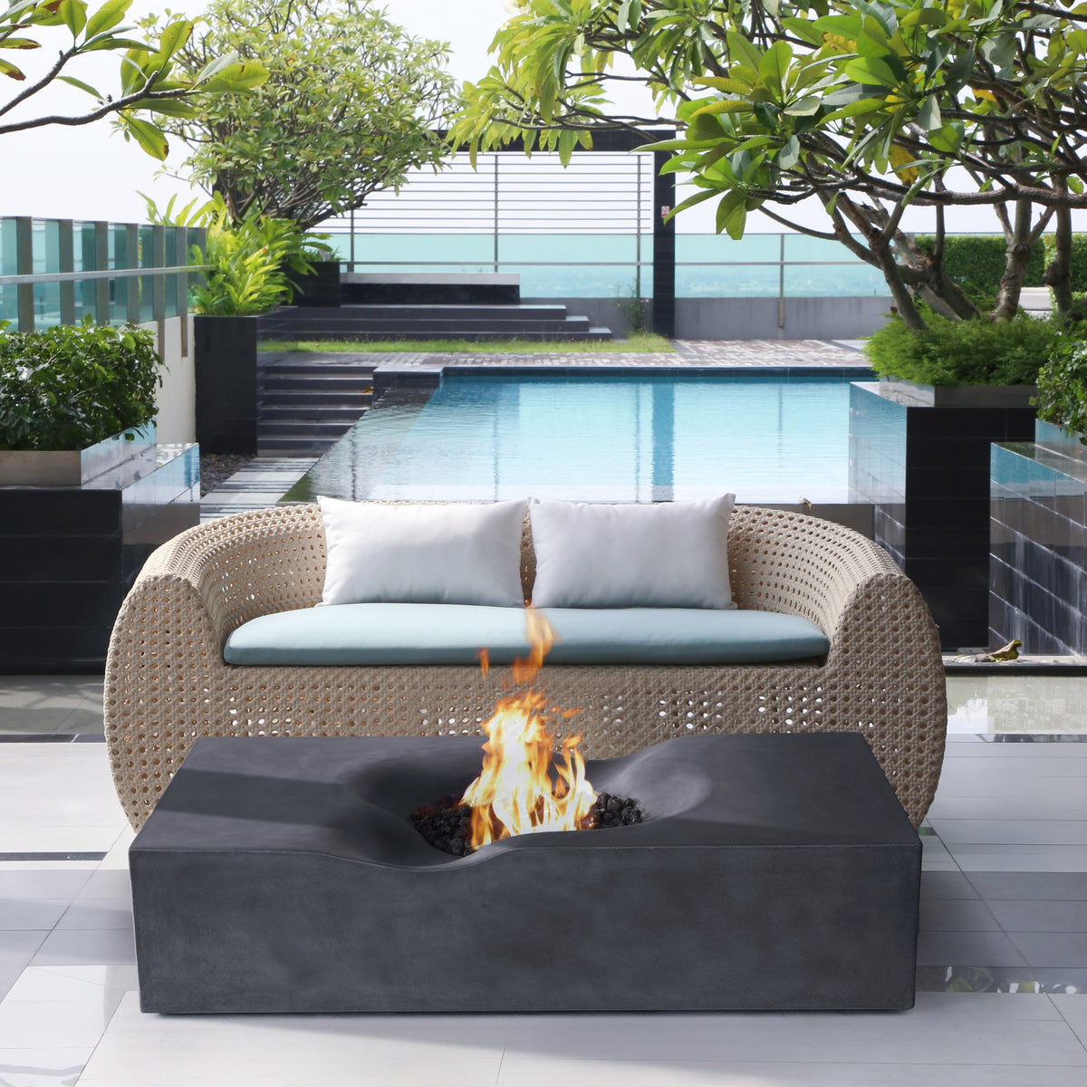 Venice Pro Rectangle Concrete Fire Pit Table - 60" x 34"