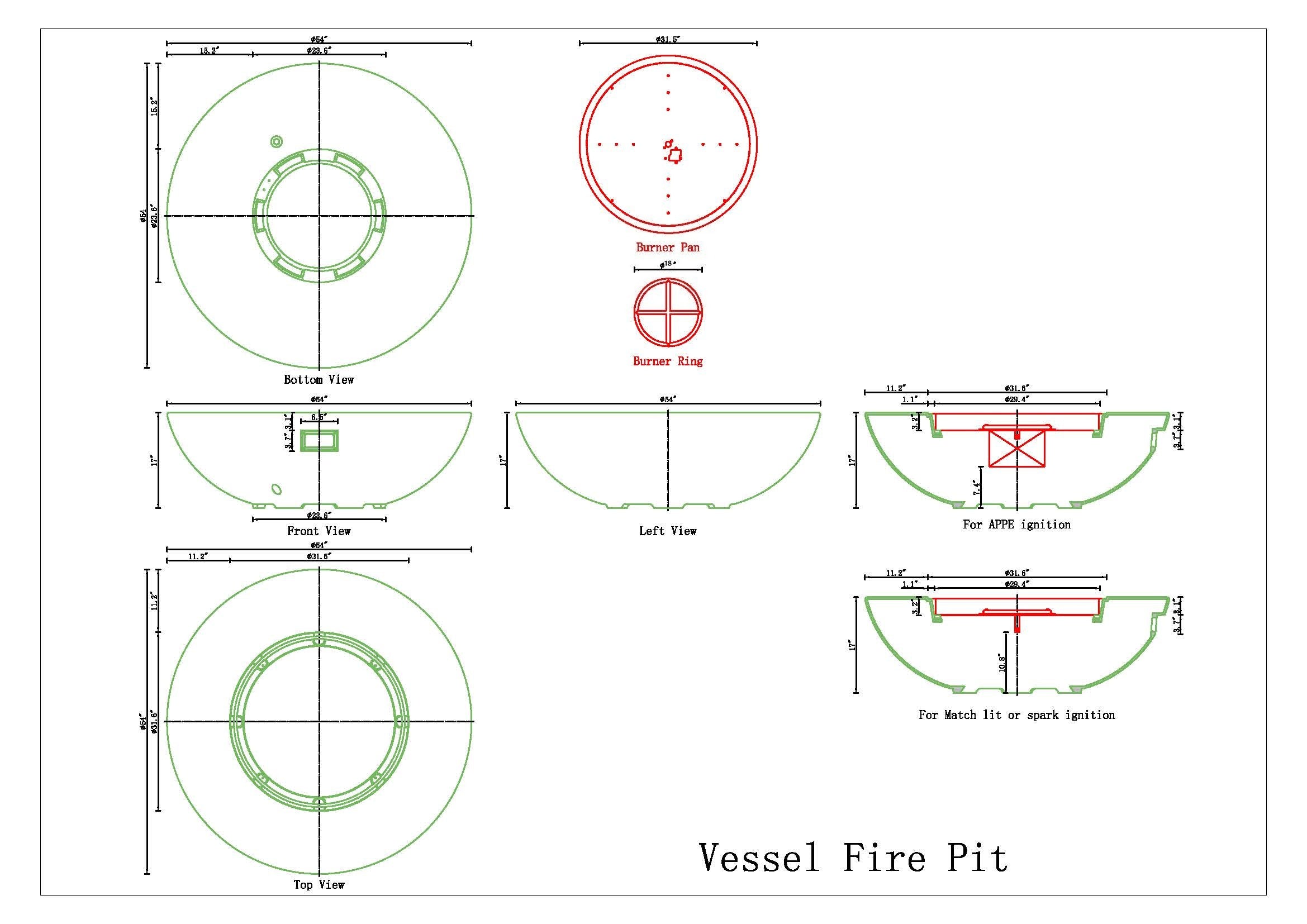Vessel Concrete Fire Pit Bowl - 54" diameter