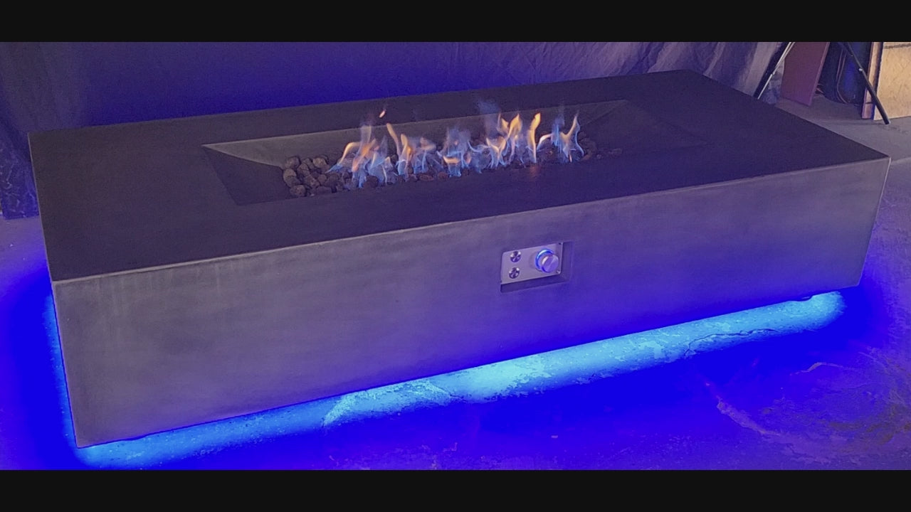 Laguna Pro Rectangle Concrete Fire Pit Table with LED Light