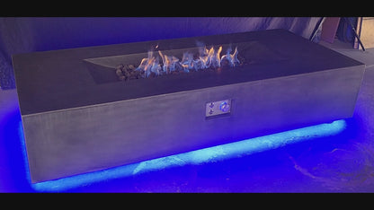 Laguna Pro Rectangle Concrete Fire Pit Table with LED Light
